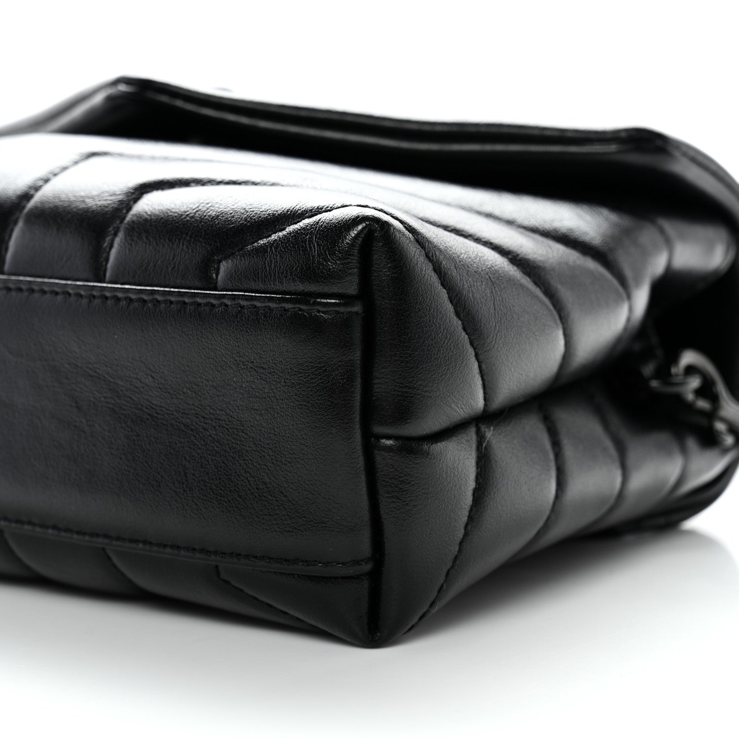 Calfskin Y Quilted Monogram Monochrome Toy Loulou Crossbody Bag Black