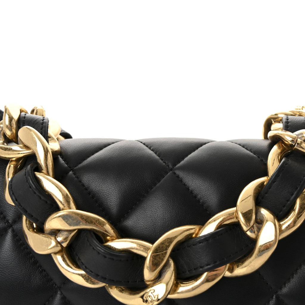 Lambskin Quilted Large CC Funky Town Flap Black