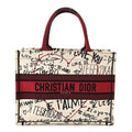 Canvas Embroidered Medium Dioramour Graffiti Book Tote Latte Multicolor