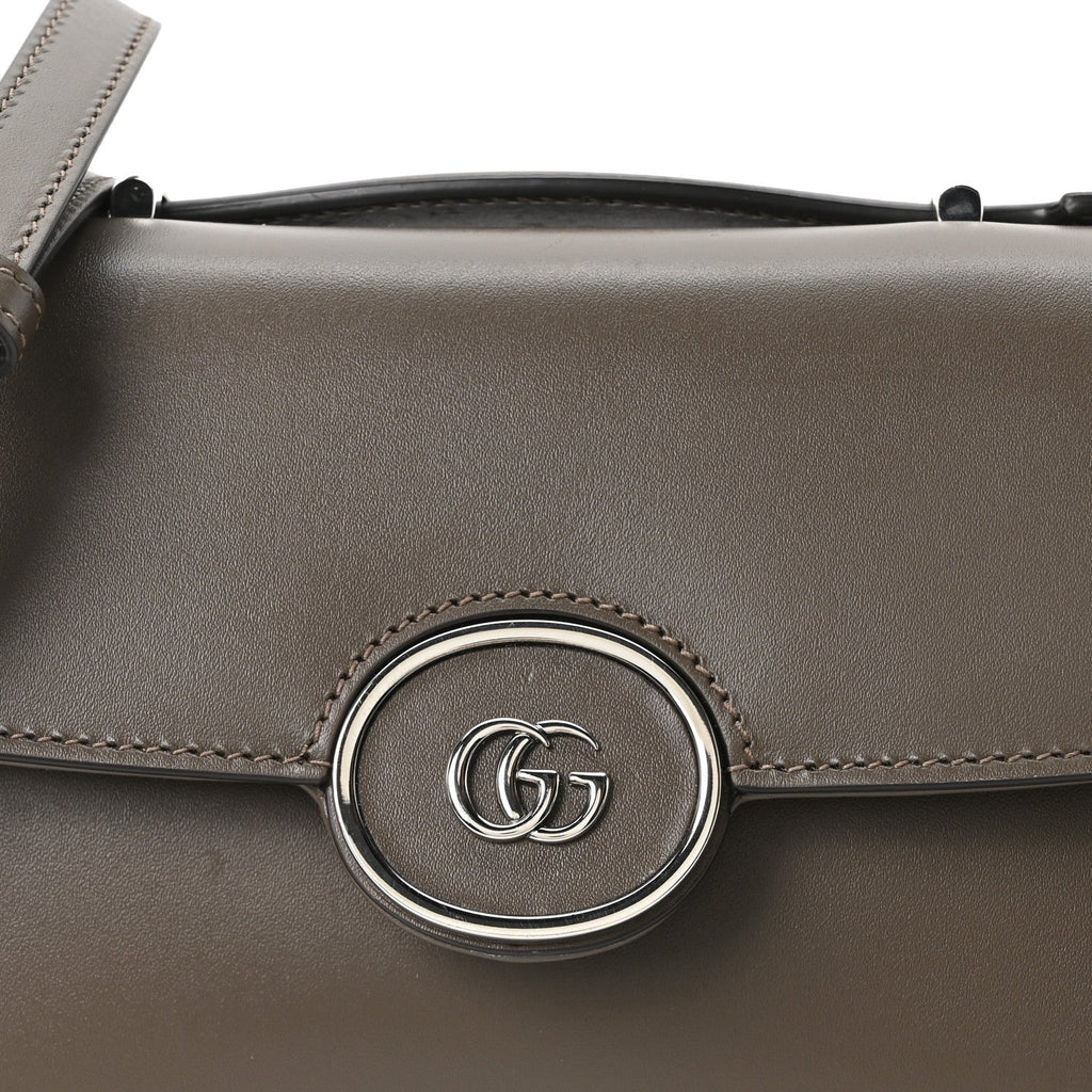 Senna Calfskin Petite GG Top Handle Shoulder Bag Craclet Brown
