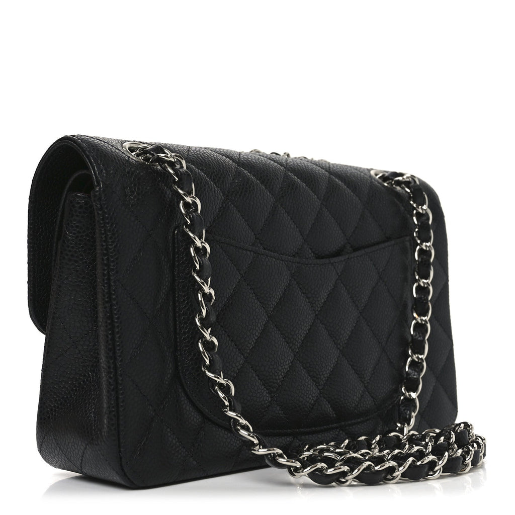 Caviar Quilted Small Double Flap Black
