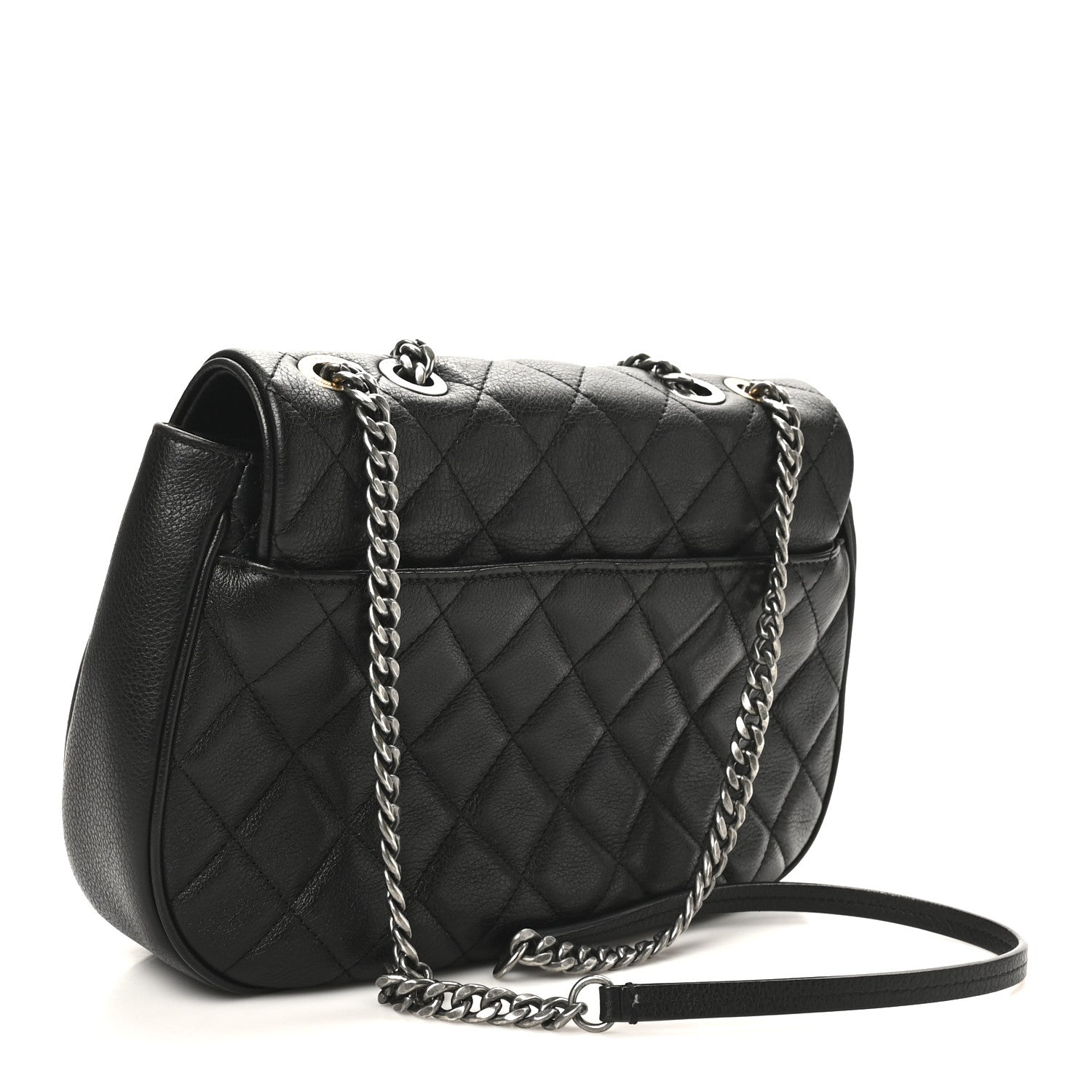 Calfskin Quilted Casual Pocket Messenger Flap Black