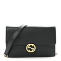 Dollar Calfskin Interlocking G Chain Wallet Black