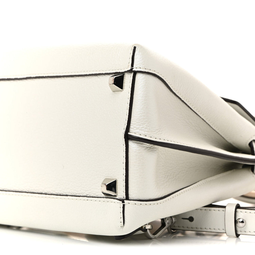 Grained Calfskin Medium Milla Convertible Backpack White Flake