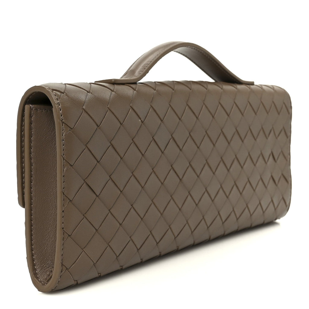 Nappa Intrecciato Long Andiamo Top Handle Clutch Pinecone