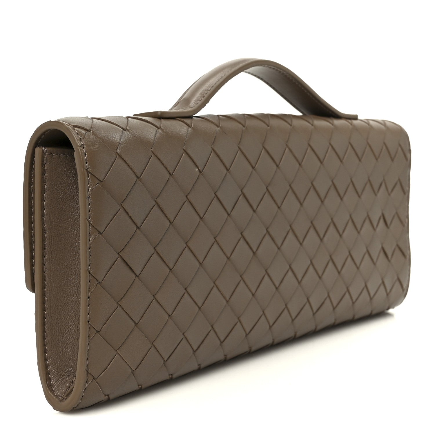 Nappa Intrecciato Long Andiamo Top Handle Clutch Pinecone