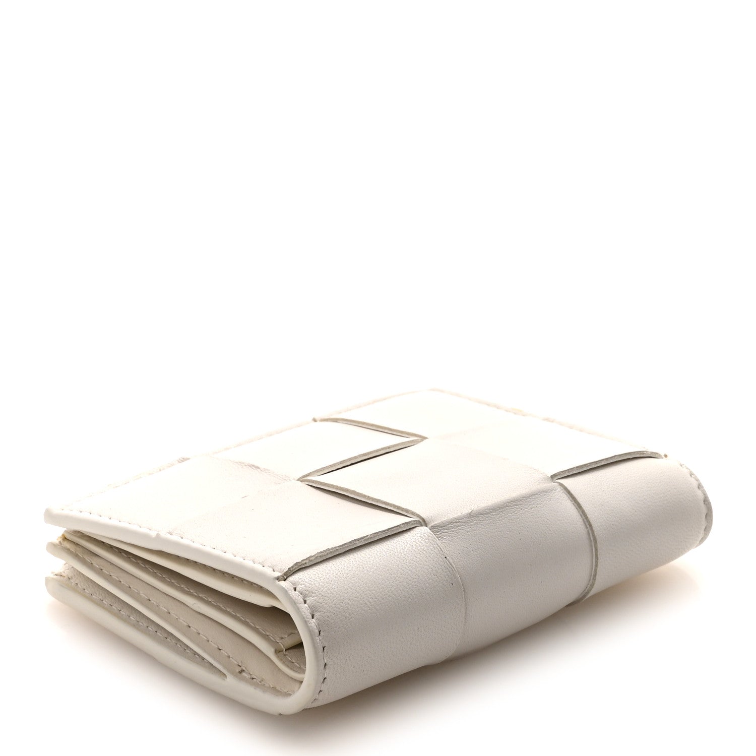 Nappa Maxi Intrecciato Bifold Zip Wallet White