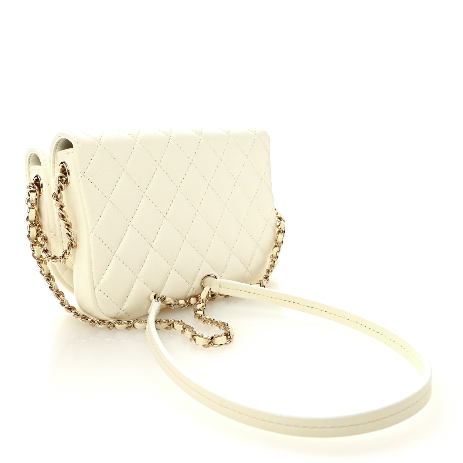 Lambskin Quilted Side Packs White