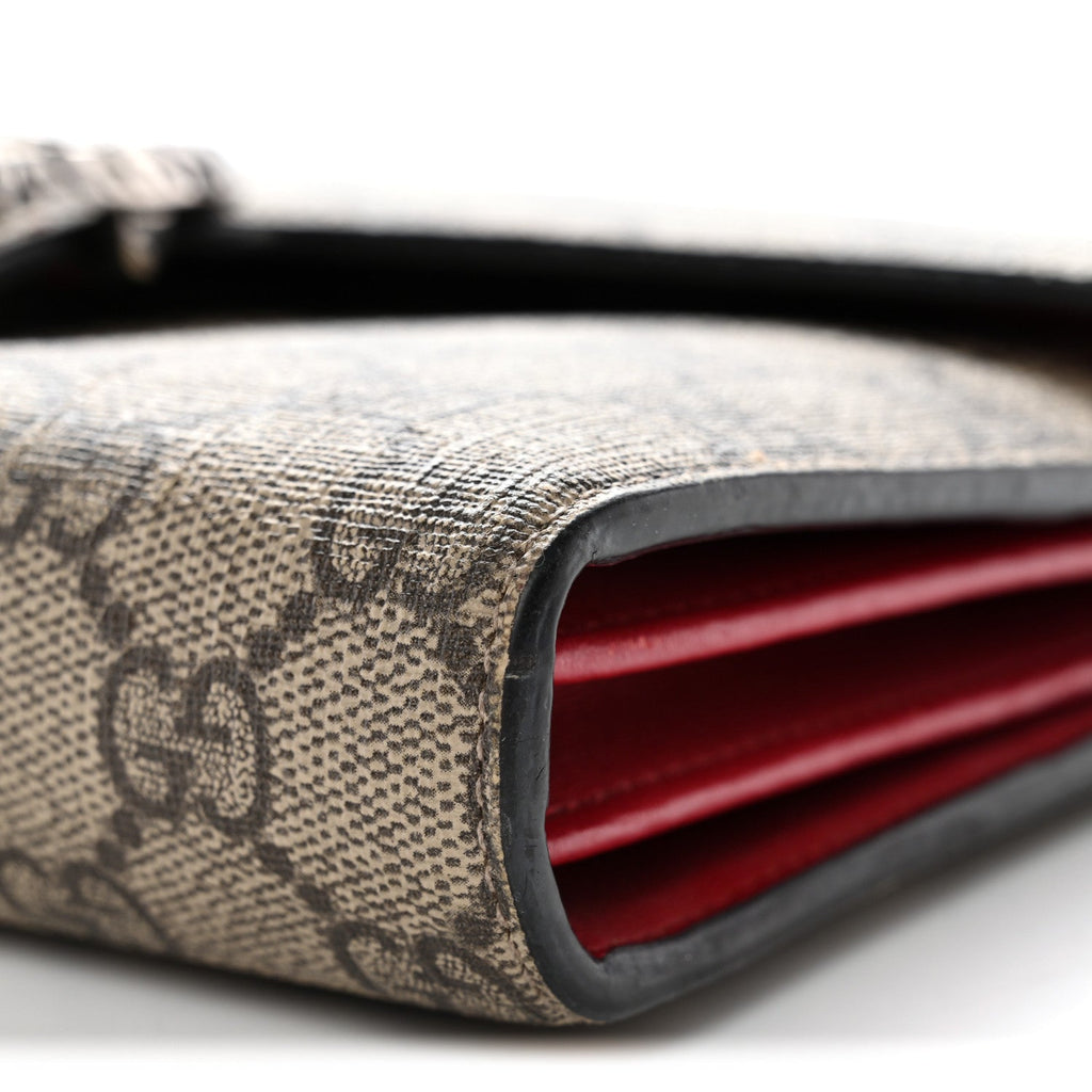 GG Supreme Monogram Mini Dionysus Chain Wallet Beige Vulcanic Red