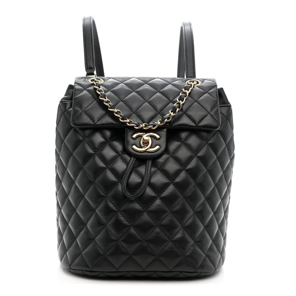 Calfskin Quilted Small Urban Spirit Backpack Black