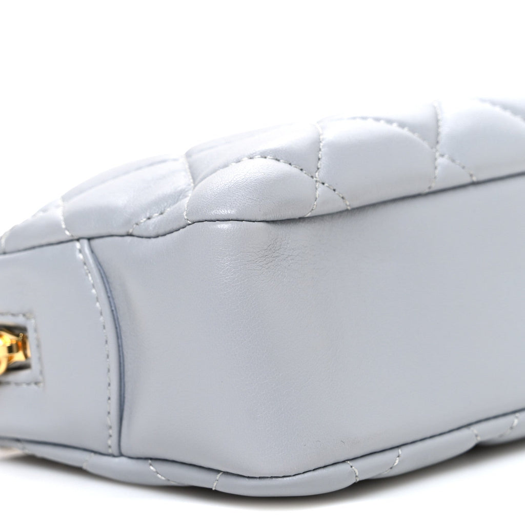 Lambskin Quilted Mini Camera Case  Grey