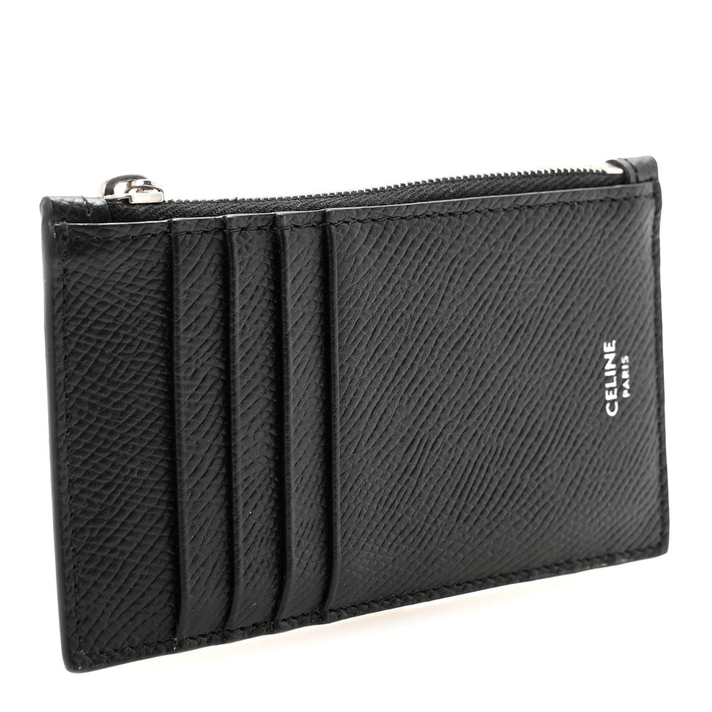 Grained Calfskin Zipped  Holder Black