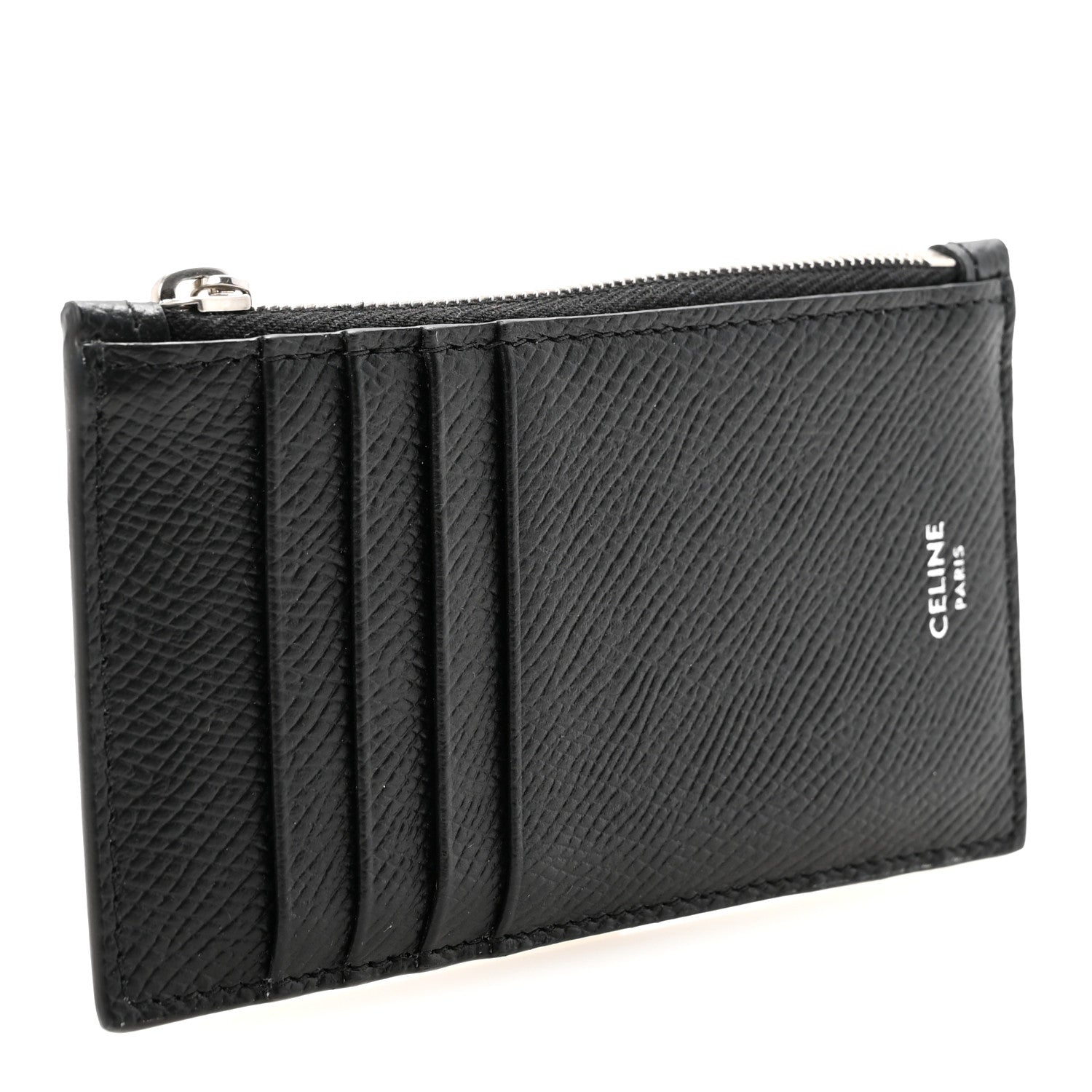 Grained Calfskin Zipped  Holder Black