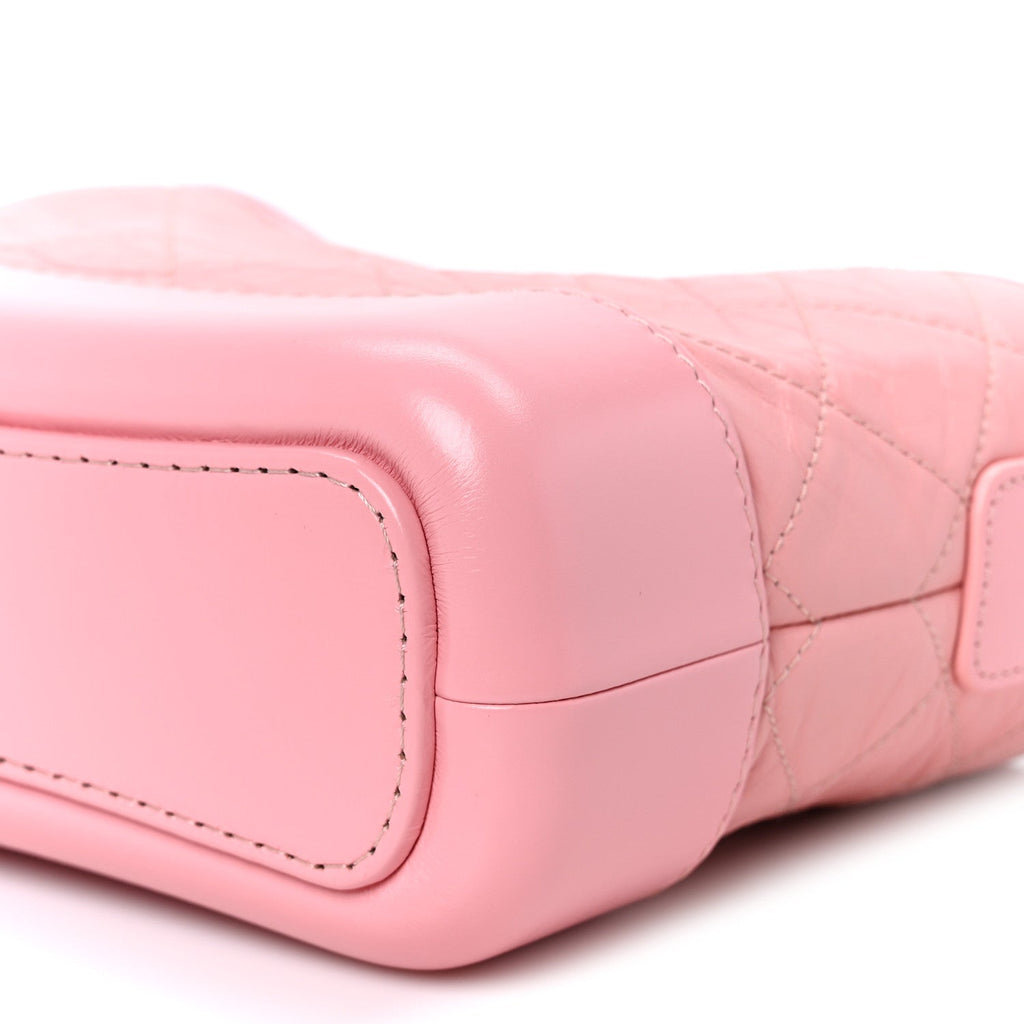 Aged Calfskin Quilted Small Gabrielle Hobo Pink