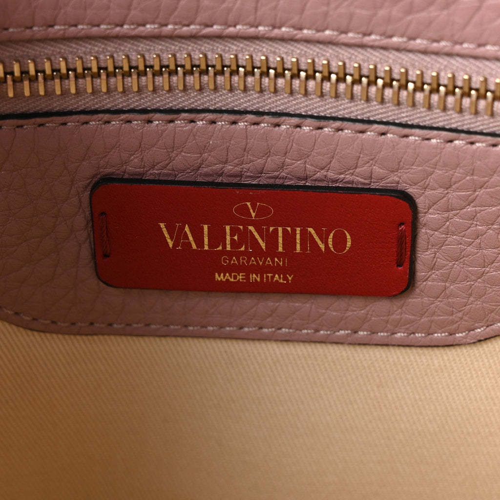 Grained Calfskin Rockstud Flip Lock Tote Lipstick