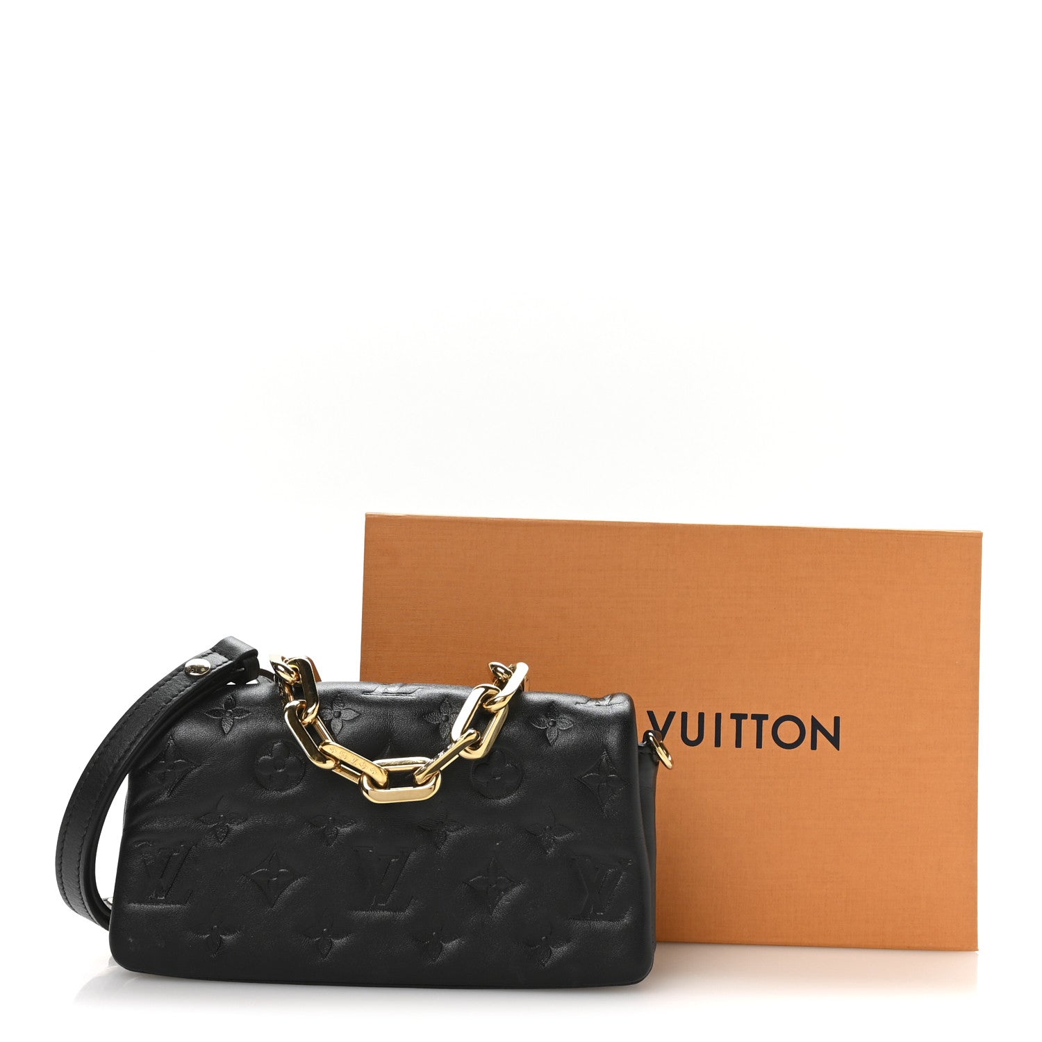 Lambskin Embossed Monogram Pochette Coussin Crossbody Black