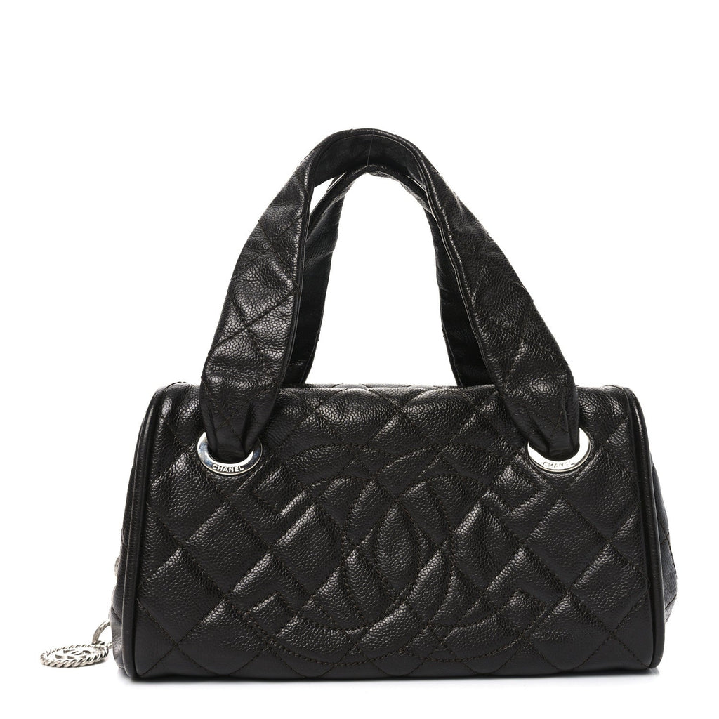 Caviar Quilted CC Timeless Bowler Dark Brown