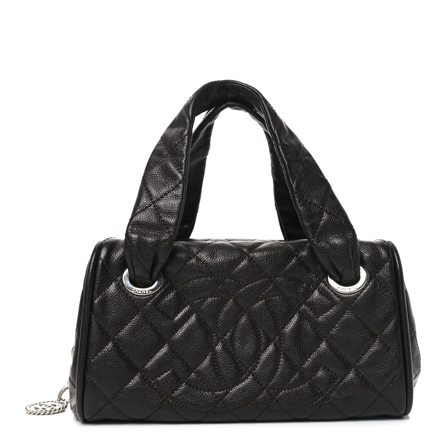 Caviar Quilted CC Timeless Bowler Dark Brown