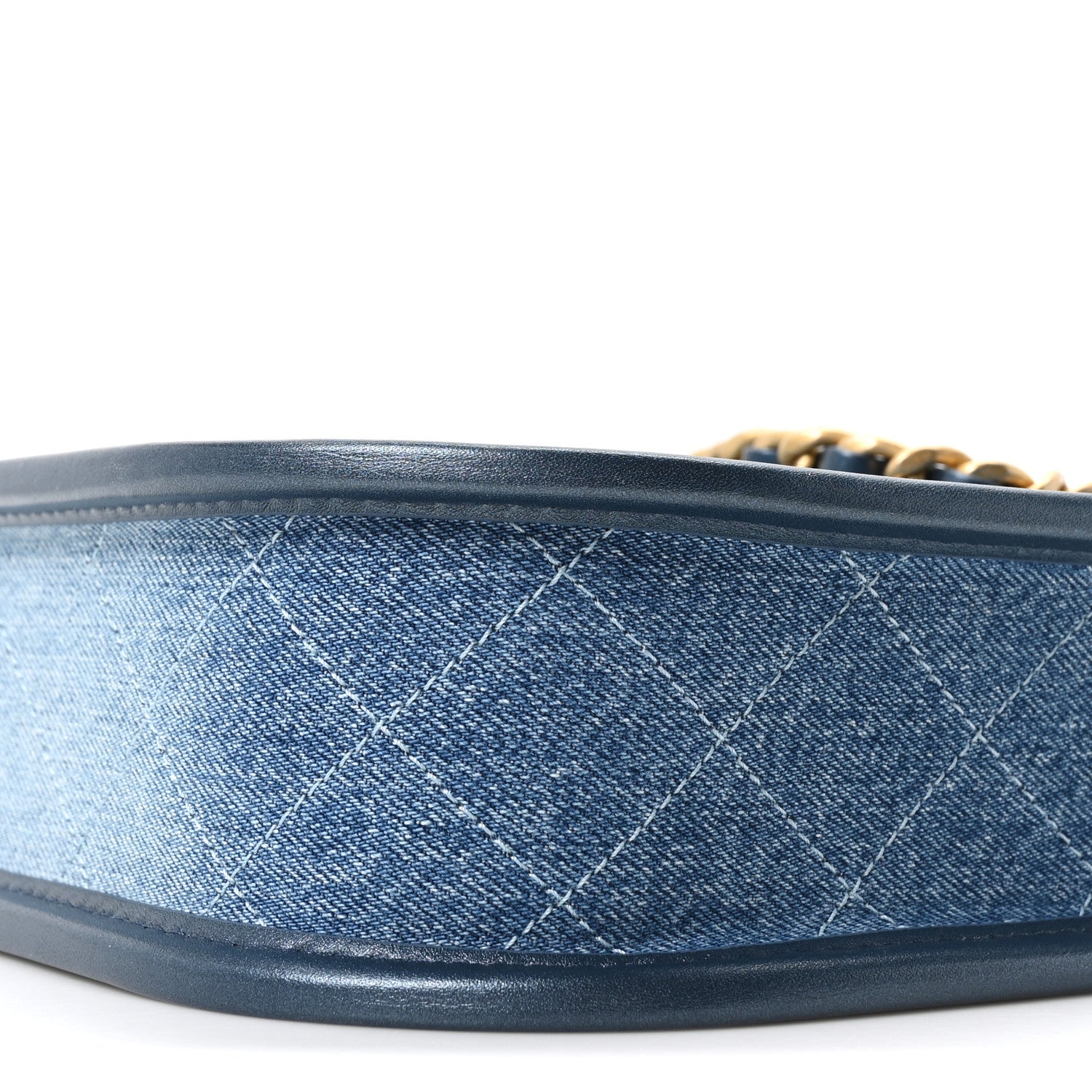Washed Denim Quilted Small Hobo Blue