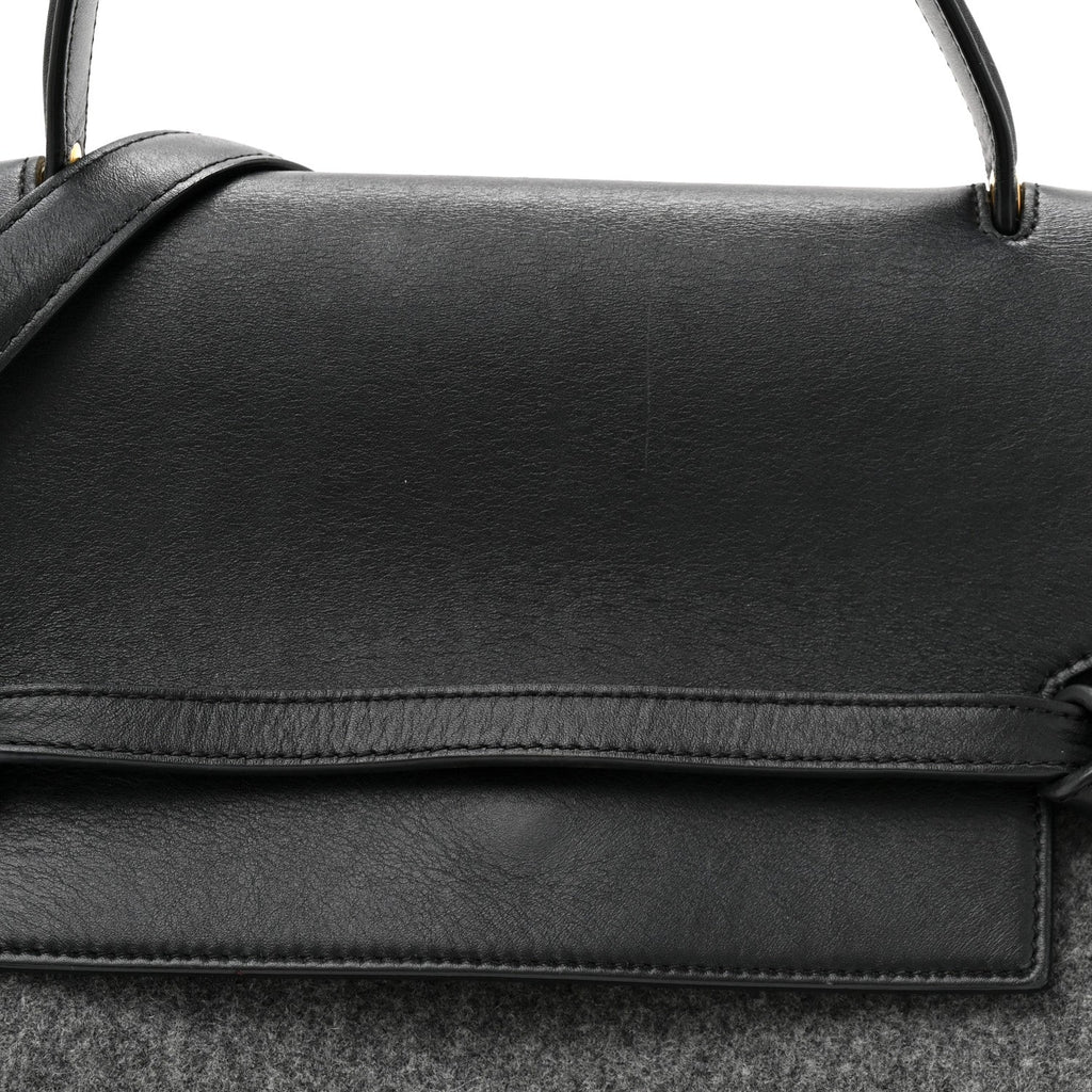 Felt Smooth Calfskin Mini Belt Bag Grey Black