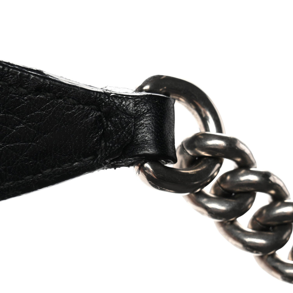 Pebbled Calfskin Studded Medium Soho Chain Shoulder Bag Black