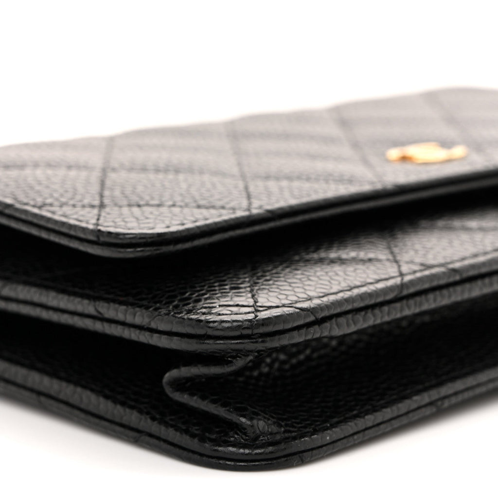 Caviar Quilted Wallet On Chain WOC Black