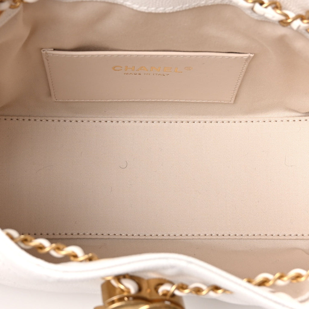 Caviar Quilted Mini Chanel 25 Handbag White