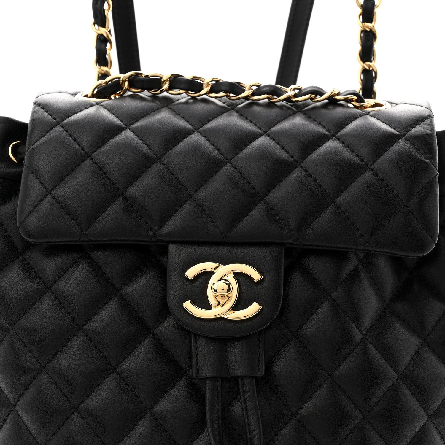 Lambskin Quilted Small Urban Spirit Backpack Black