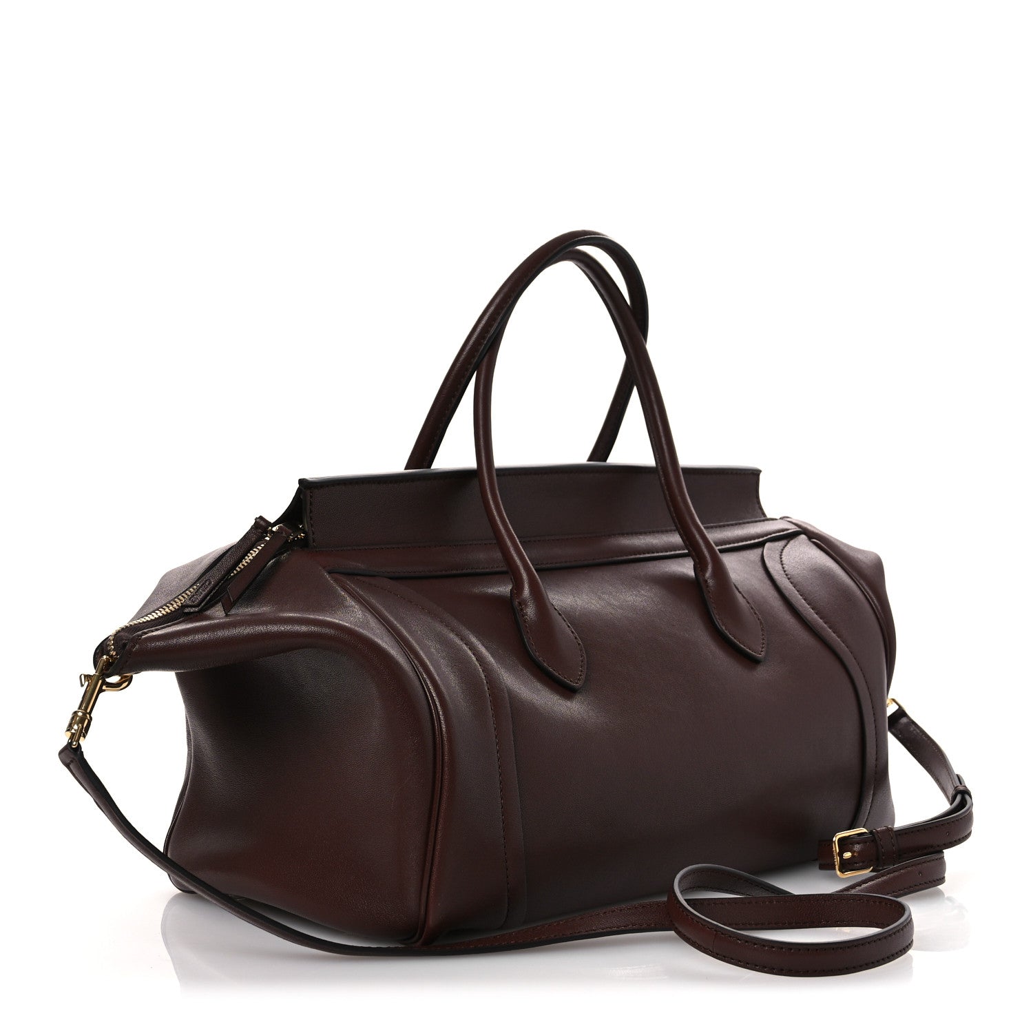 Supple Shiny Lambskin Medium New Luggage Brick