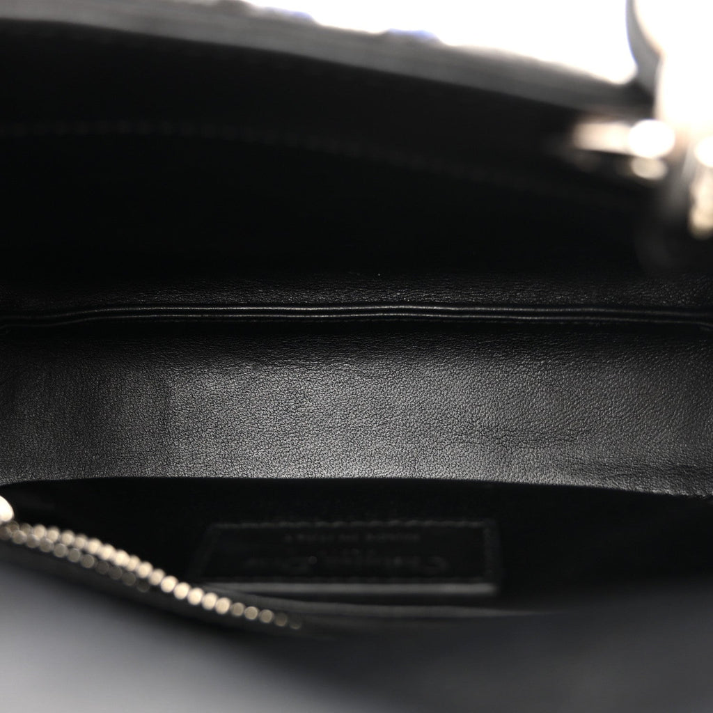 Satin Lambskin Embroidered Beaded Mini Lady Dior Black Multicolor