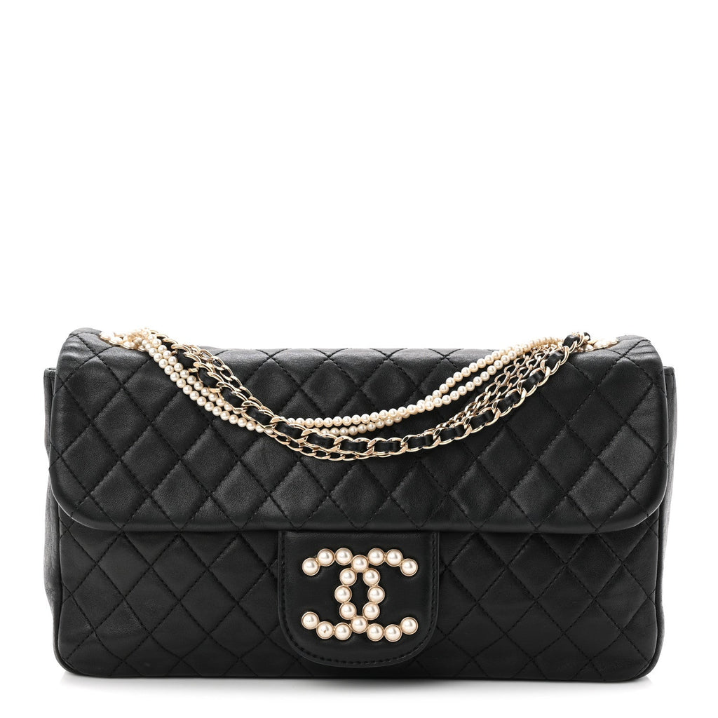 Lambskin Medium Westminster Pearl Flap Black