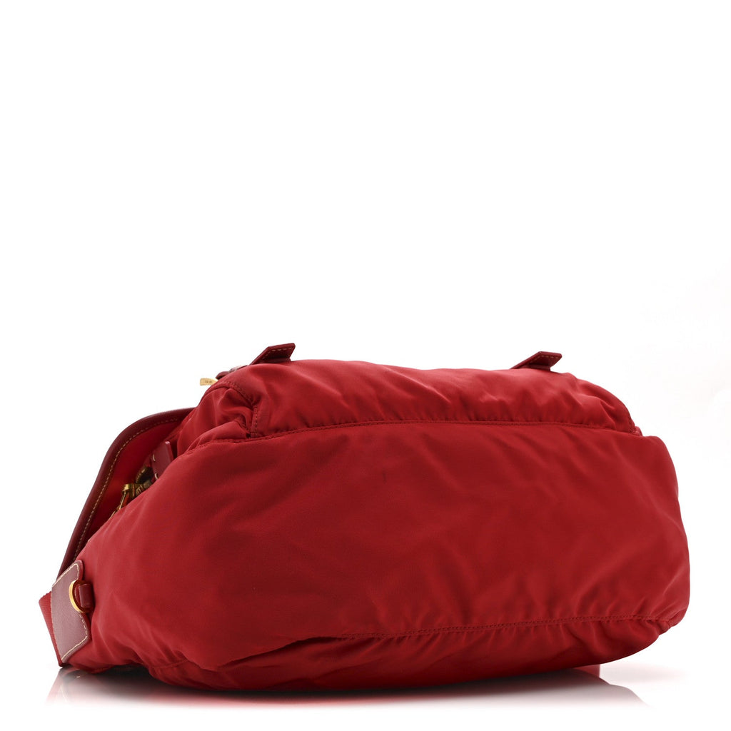 Tessuto Nylon Saffiano Messenger Bag Red