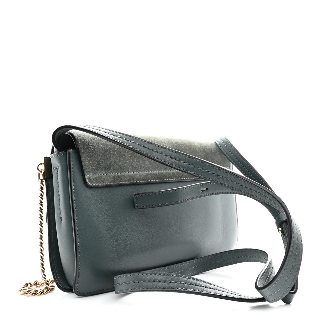 Suede Calfskin Small Faye Shoulder Bag Cloudy Blue