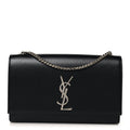 Grain De Poudre Medium Classic Monogram Kate Satchel Black