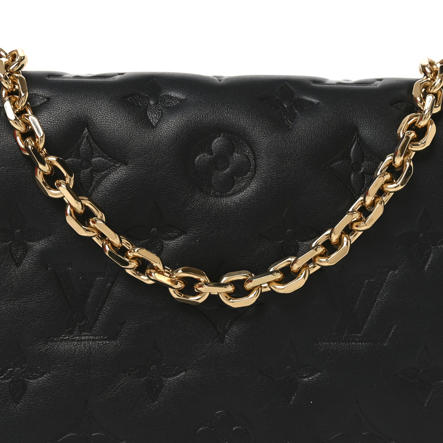 Lambskin Embossed Monogram Pochette Coussin Black