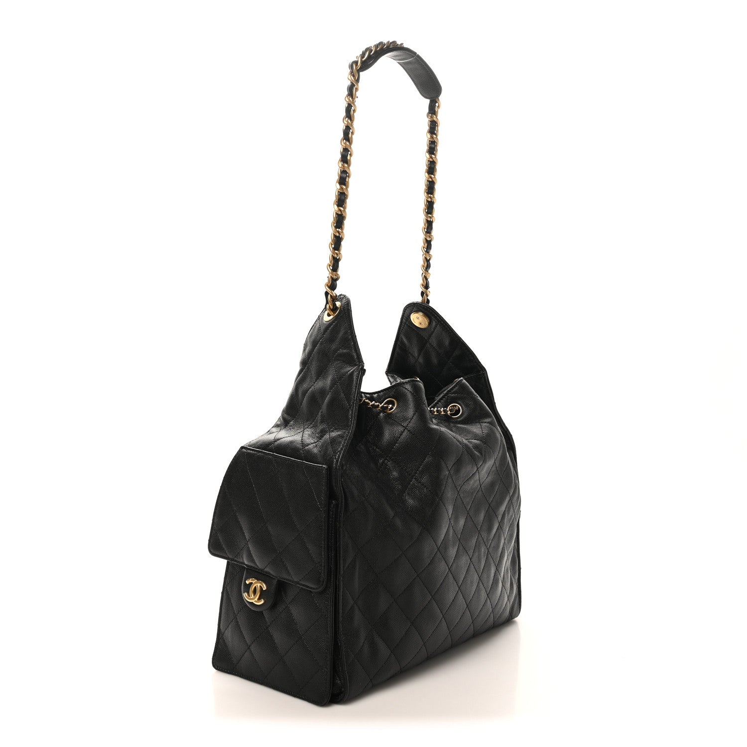 Caviar Quilted Medium Chanel 25 Handbag Black