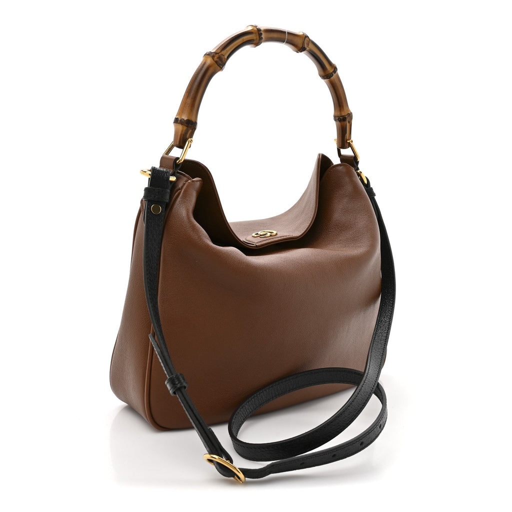 Softy Wonka Textured Dollar Calfskin Medium Diana Shoulder Bag Cuir Black