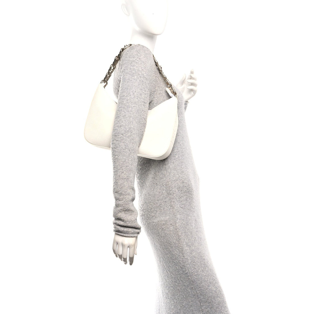 Calfskin Large Loubila Chain Shoulder Bag White
