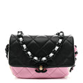 Lambskin Quilted Mini Lacquered Chain Flap Black Pink Beige Silver