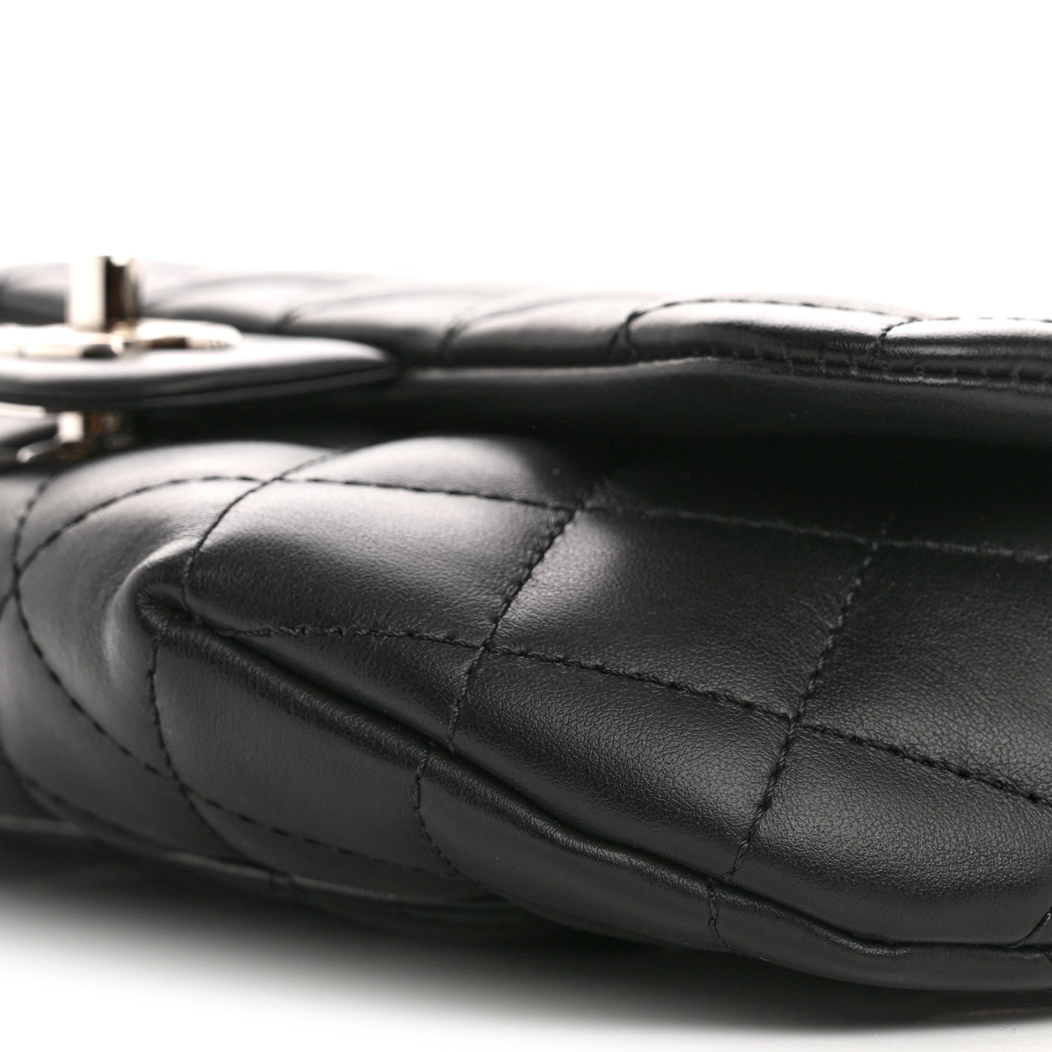 Calfskin Quilted CC Uniform Flap Belt Bag Black