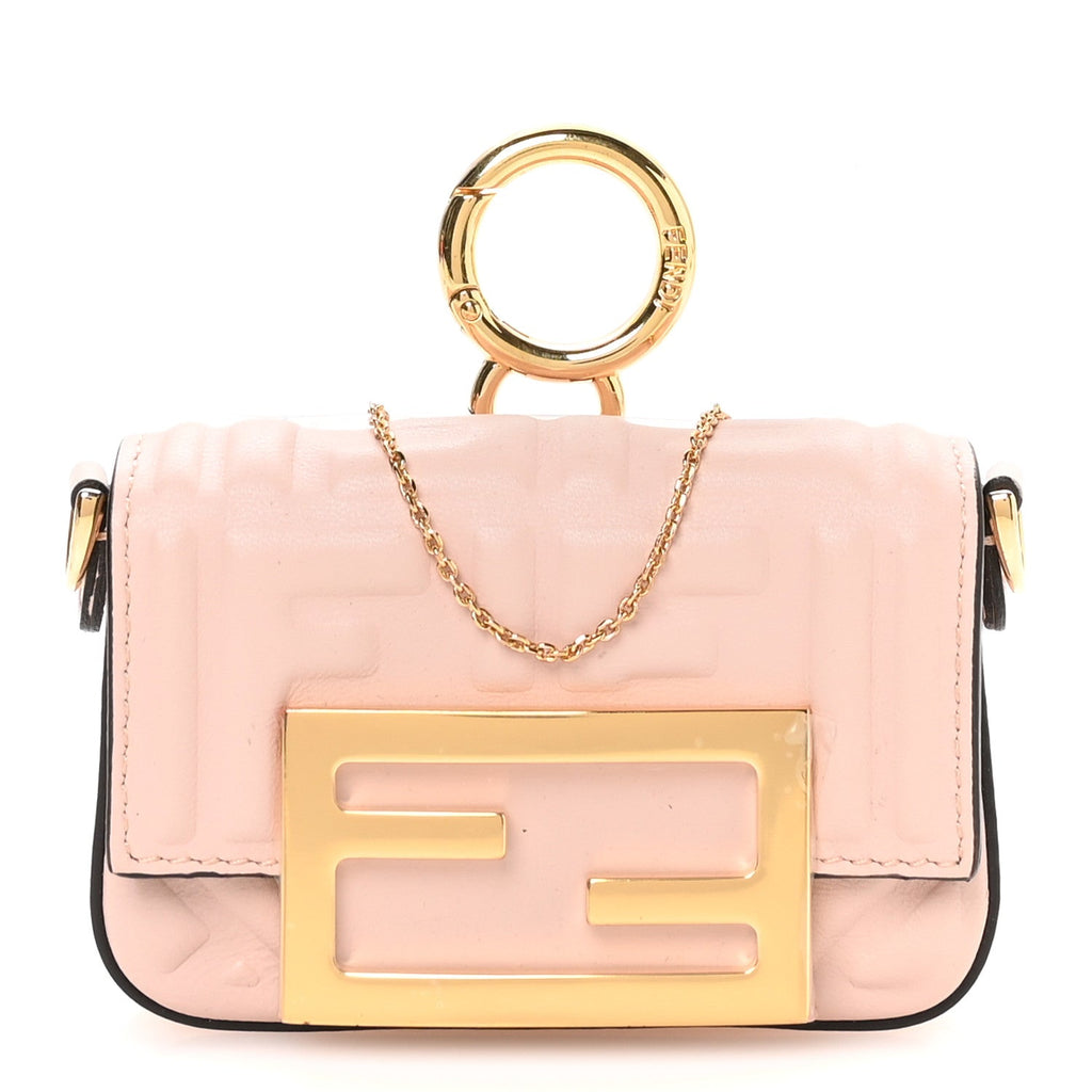 Nappa Matisse FF Embossed Nano Maxi Buckle Baguette Charm Rosa Quarzo
