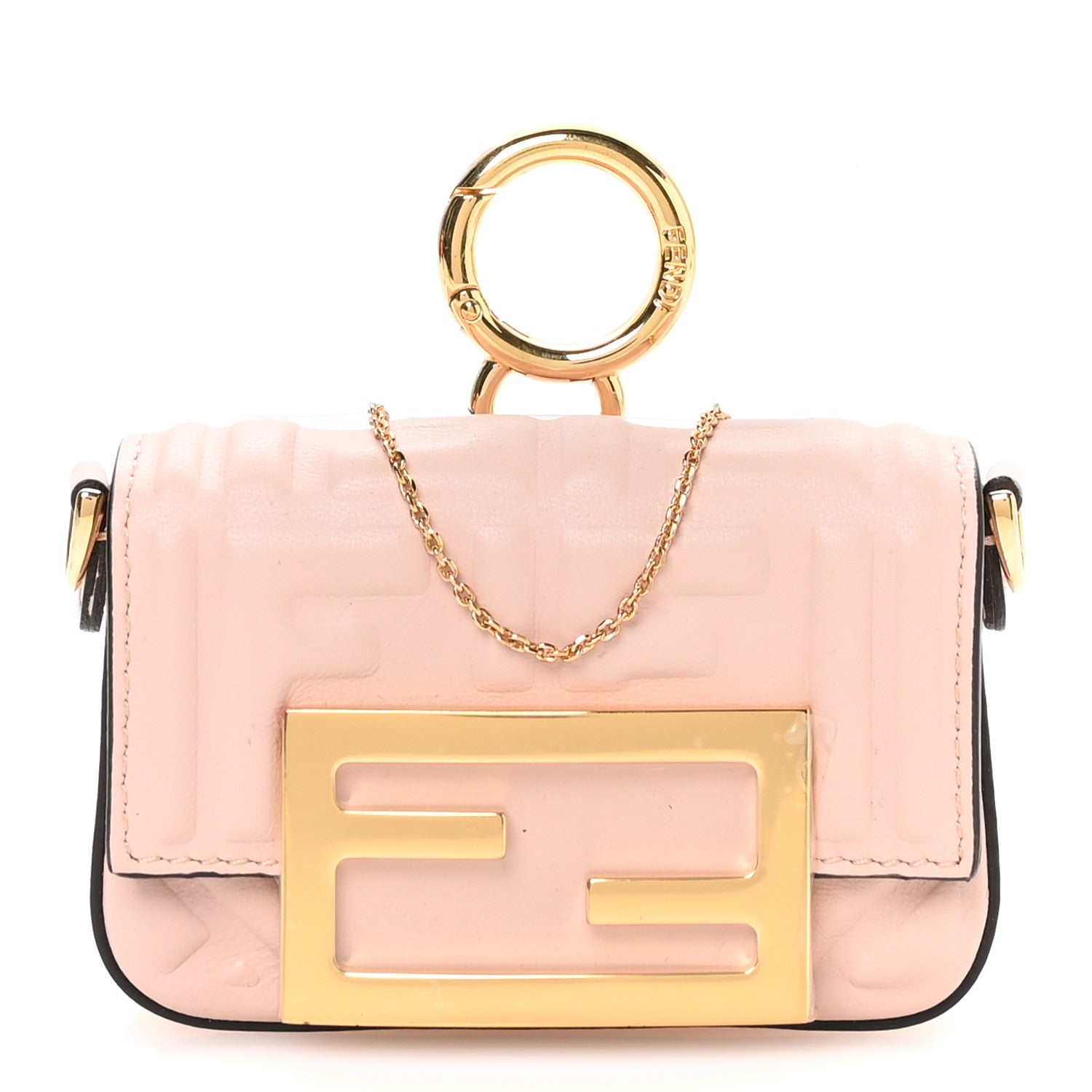 Nappa Matisse FF Embossed Nano Maxi Buckle Baguette Charm Rosa Quarzo