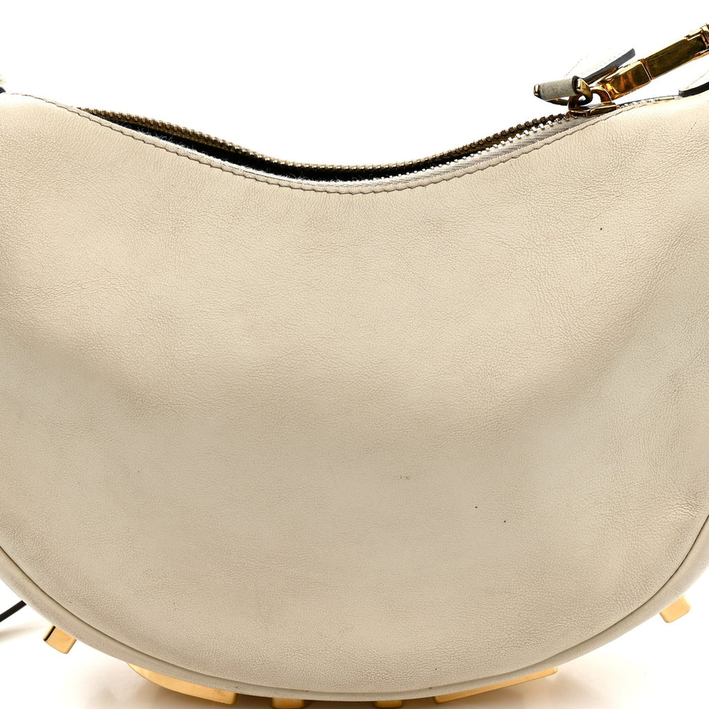 Vitello Grace Matte Mini Fendigraphy Hobo Bag White Ice