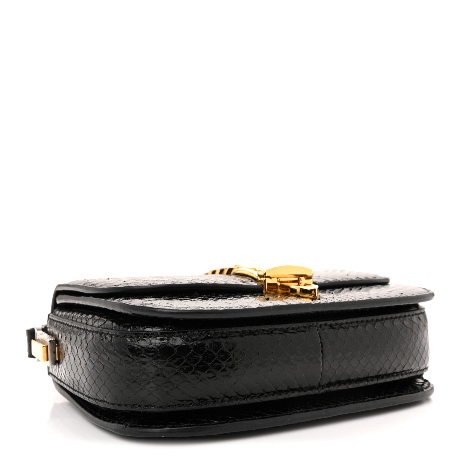 Snakeskin Mini Sylvie 1969 Messenger Bag Black