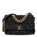 Tweed Sequin Quilted Medium Chanel 19 Flap Black Multicolor