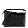 Grained Calfskin Small Puzzle Bag Black