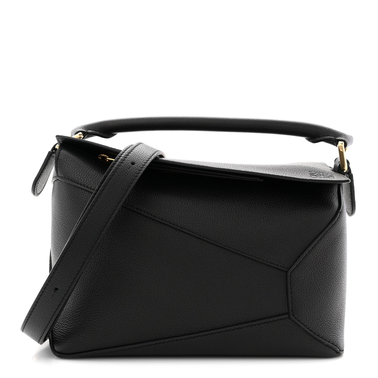 Grained Calfskin Small Puzzle Bag Black