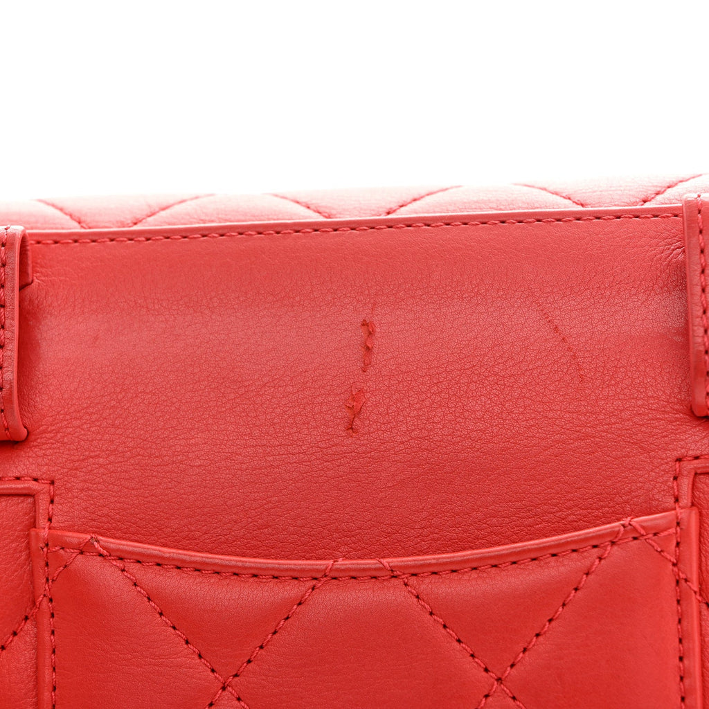 Calfskin Quilted Flap Waist Bag Red