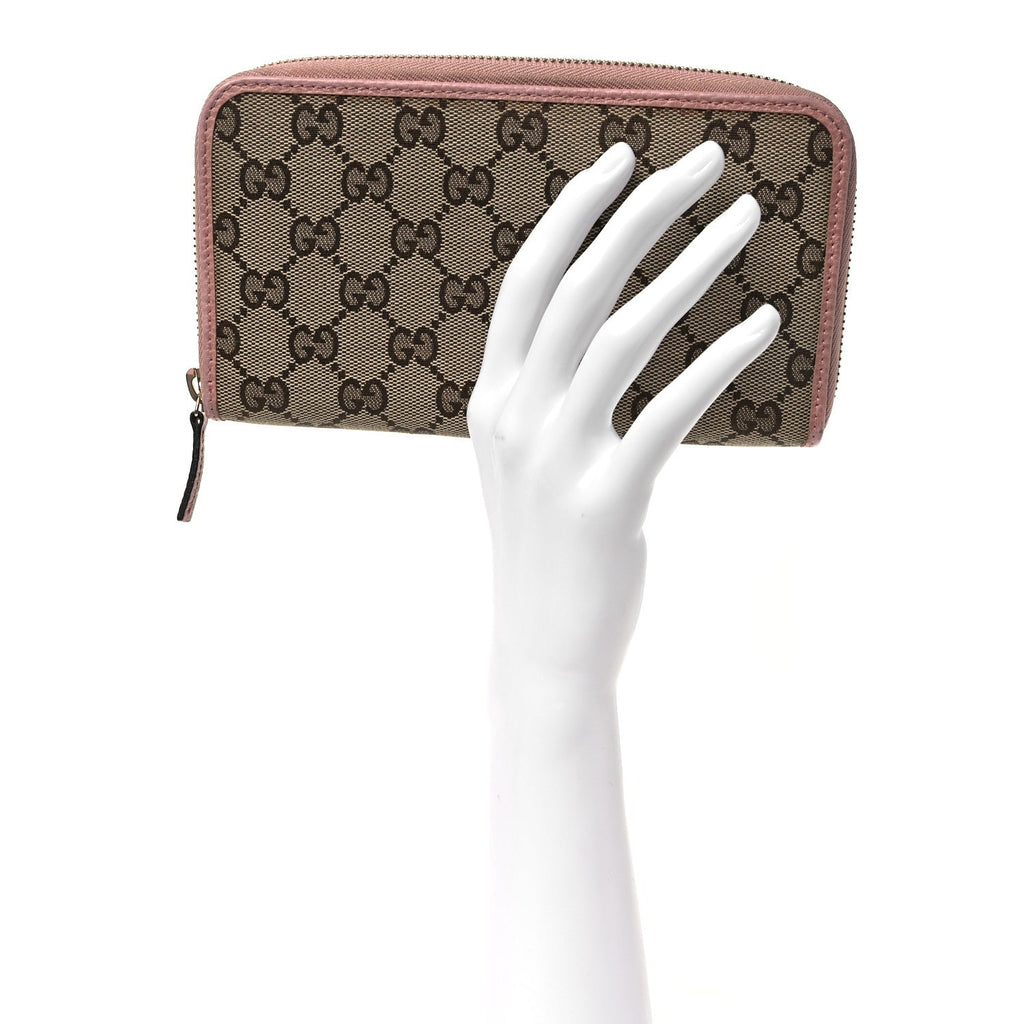 Monogram Dollar Calfskin Zip Around Wallet Beige Ebony Soft Pink