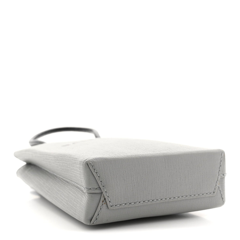 Squared Calfskin Logo Shopping Phone Holder Bag Balenciaga Grey